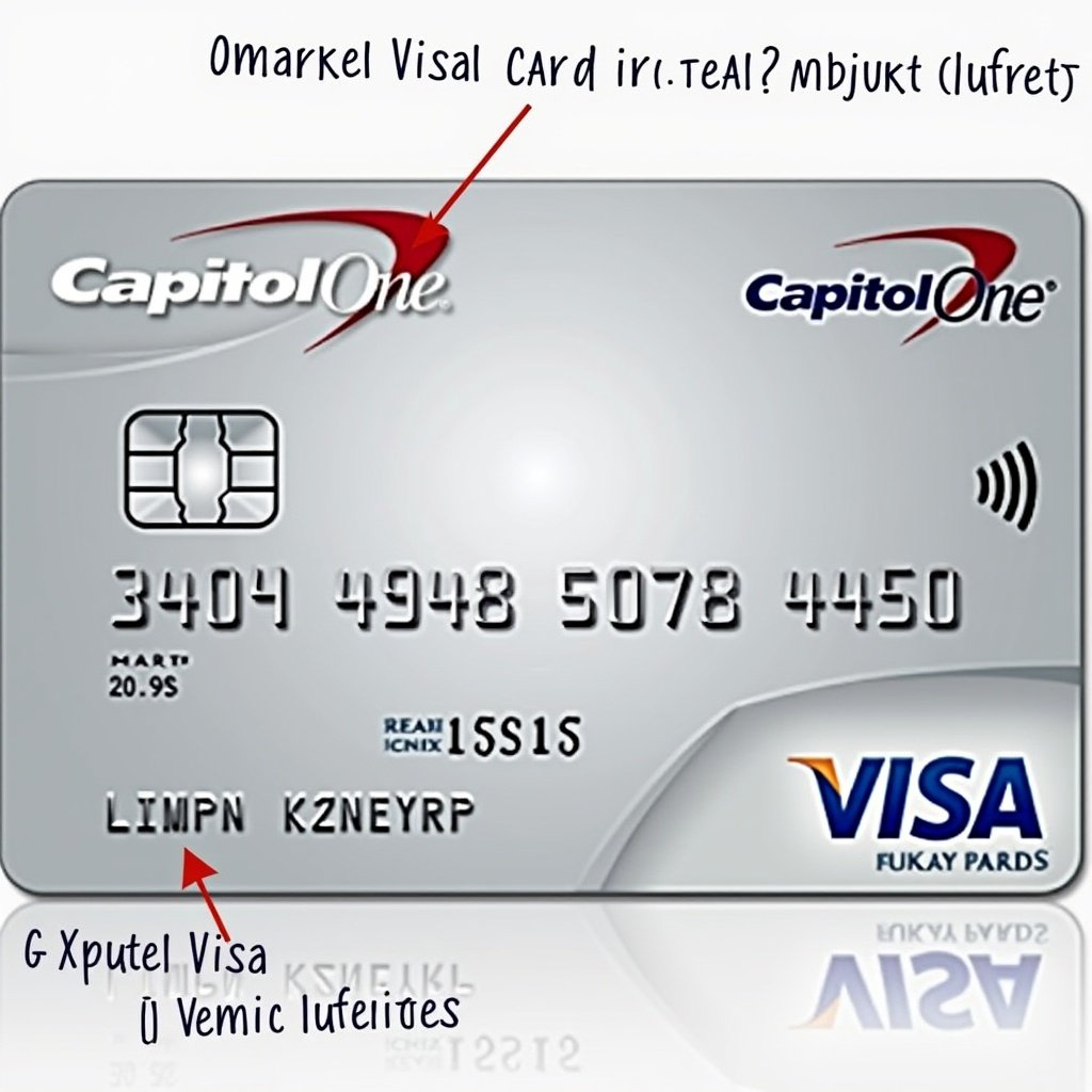 Visual representation of a Quicksilver credit card by Capitol One. Card is silver with various details. Features include a visible card number format and a VISA logo. Generic names and details used for demonstration only.