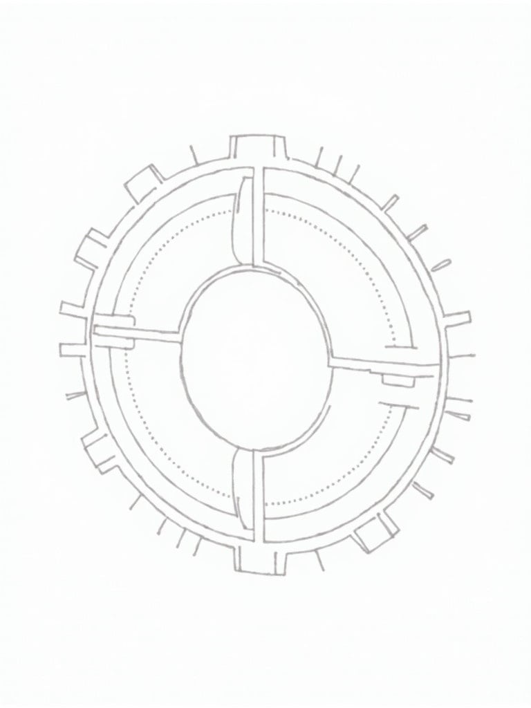 Illustration of an aircraft flange with dowel pin holes. Displays front view side view and top view. Technical drawing style. Clean lines and precise details.