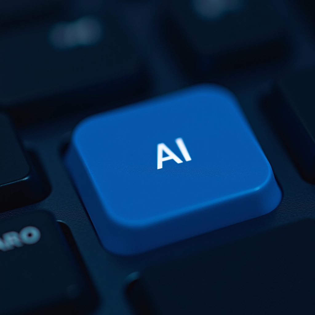 A close-up of a blue keyboard key labeled 'AI'.