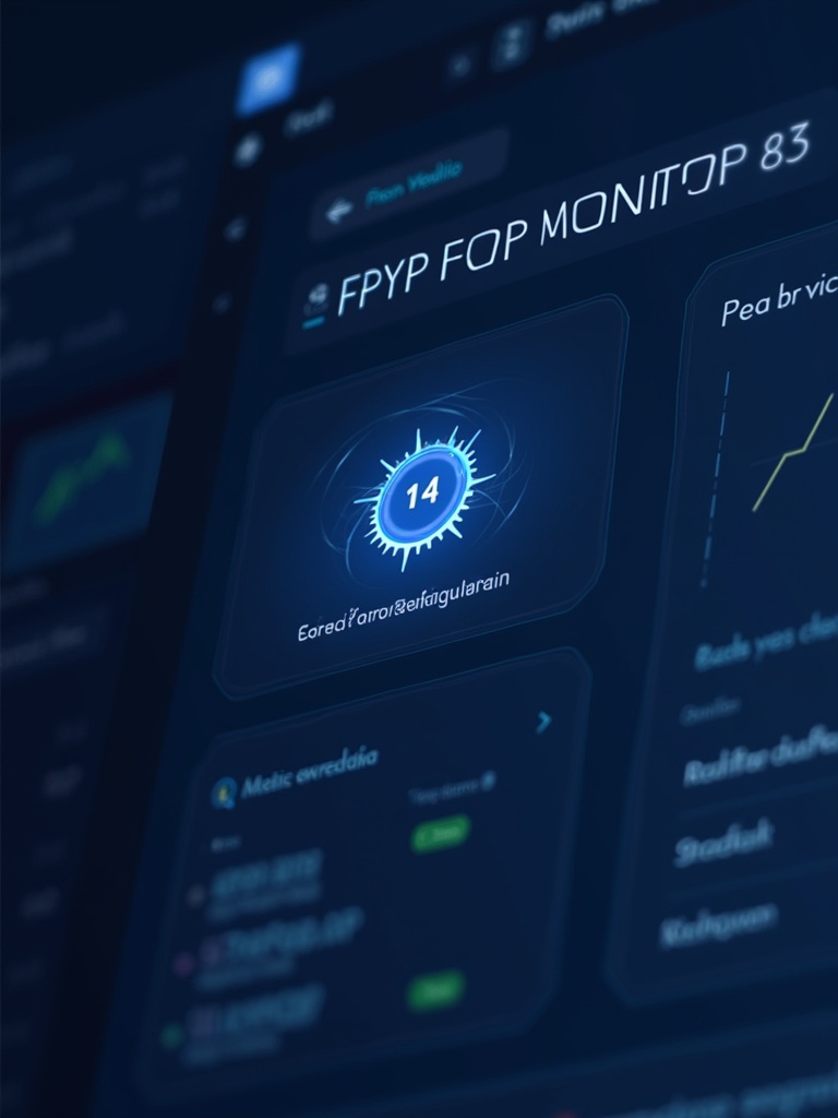 Create an image displaying a software dashboard for the Frappe Error Monitor project. Ensure letters are accurate and clean. Show statistics about errors. Use blue and teal colors with a sleek design. Include error count prominently.