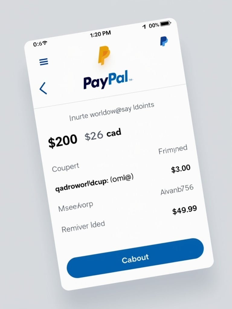 PayPal payment receipt shows transaction amount 200 cad sent to qatarworldcupp@gmail.com. Includes PayPal logo and username seven766. Transaction details are clear. Design is clean for online payments. Date and time information is present.