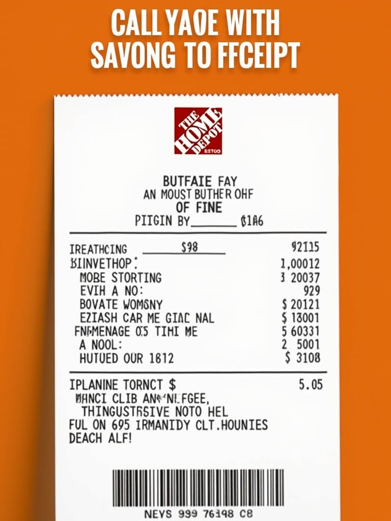 Home Depot purchase receipt from California. Contains itemized list and total cost.