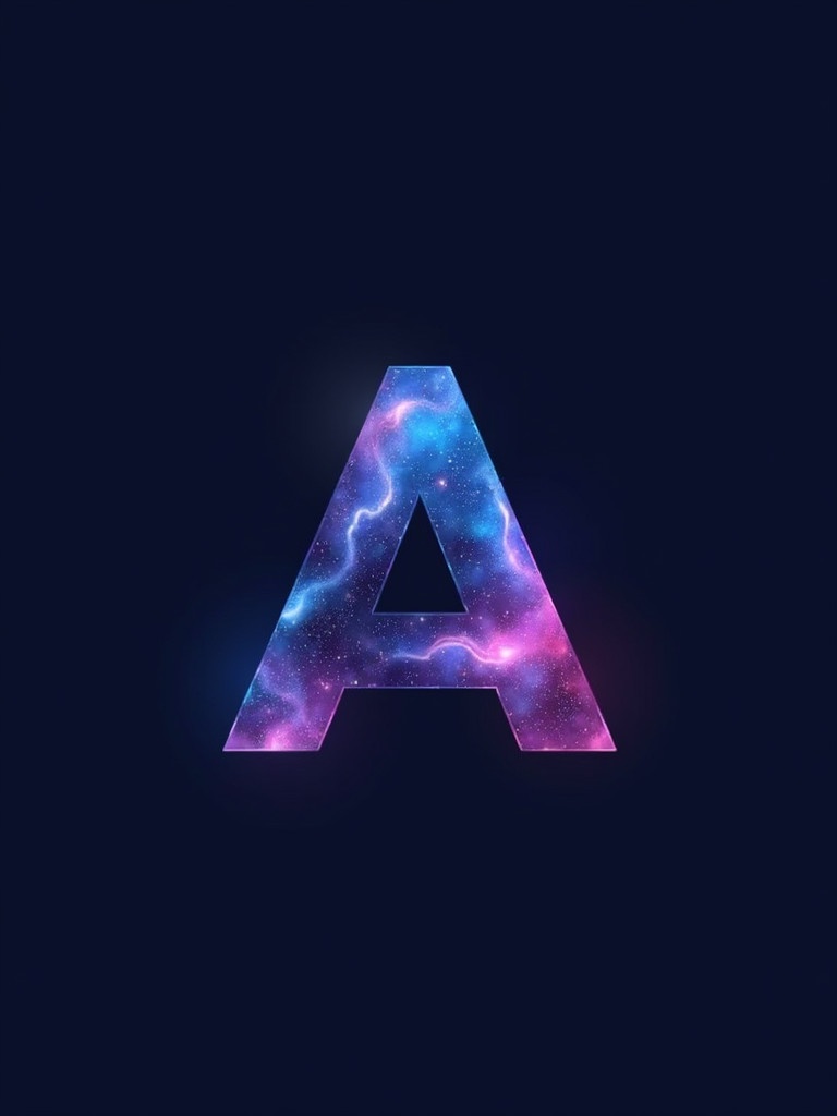 Modern logo representing letter A. Design emphasizes interconnectedness flexibility and innovation. Incorporates a clean minimalistic style. Features a galaxy gradient color palette.