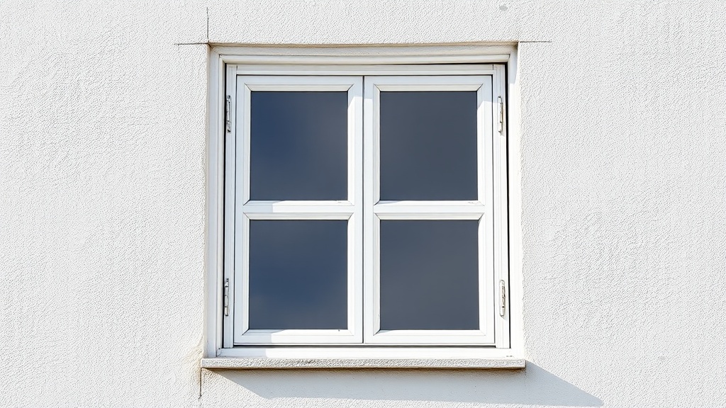 A simple white framed window in a smooth white wall.