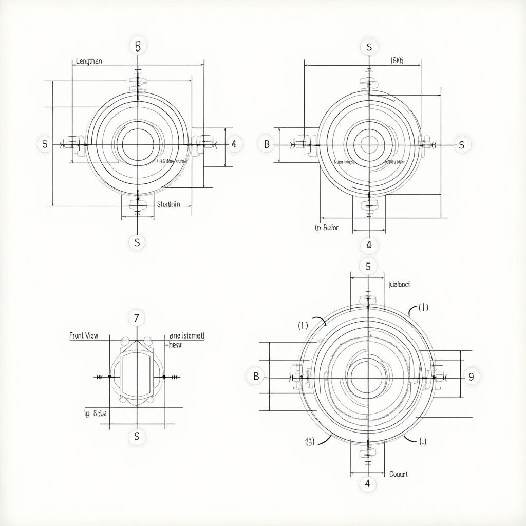 Engineering drawing in orthographic views. Three views displayed: front view, top view, side view. Various dimensions labeled in metric. Includes circles, angles, radii, and diameters. Section labeled 'Sketch isometric here' for viewer's input. Detailed measurements for manufacturing processes.