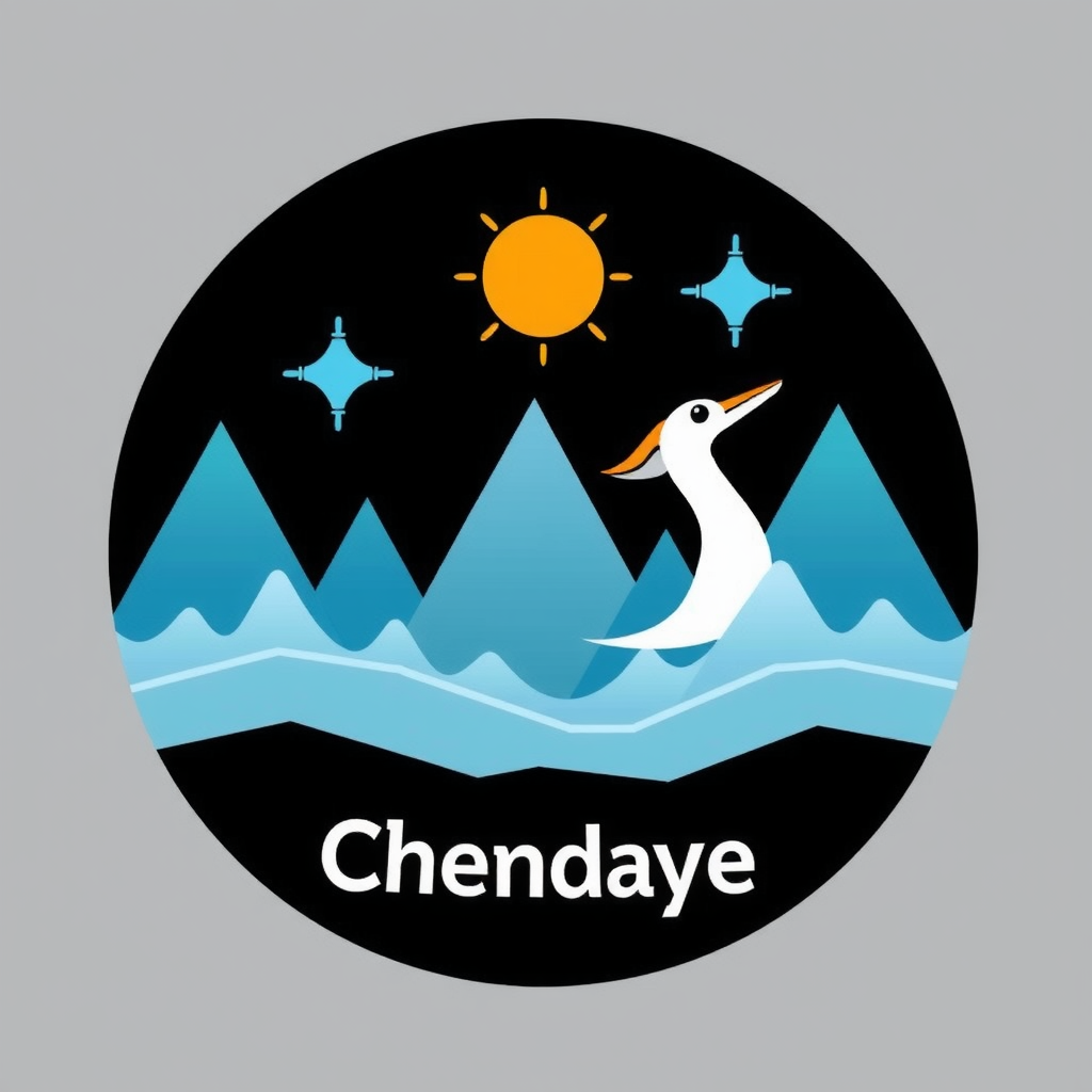 A bird with mountains and a sun in a round emblem, labeled 'Chendaye.'