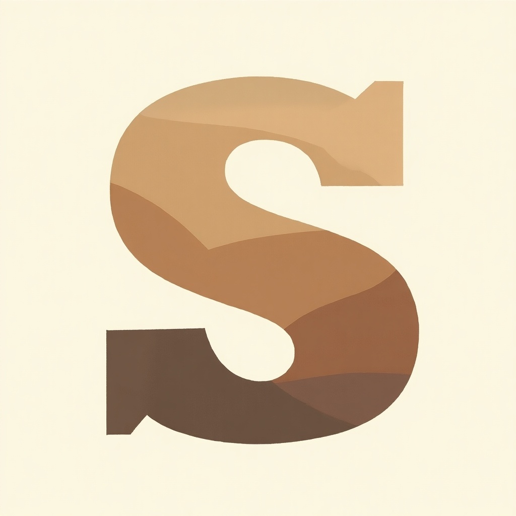 Create stylized letter S using earthy tones with minimalist design.