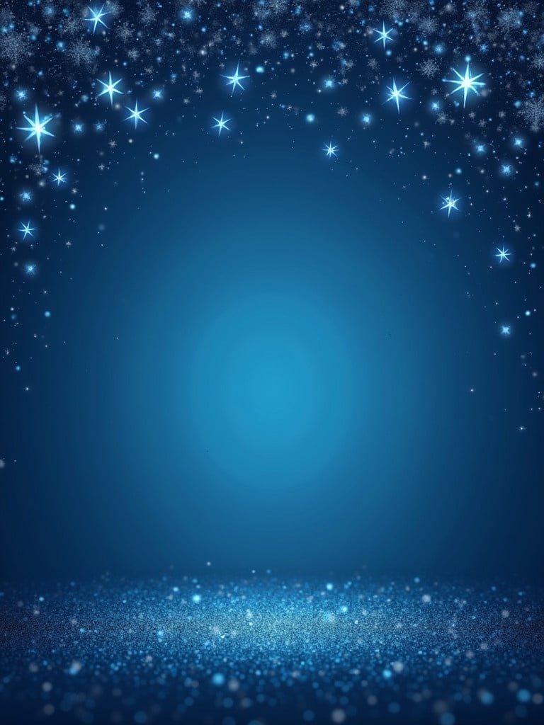 A shimmering blue background filled with numerous stars and glittery elements. It creates a festive and wintry atmosphere. The stars twinkle, and the background has a gradient effect that draws focus to the center.