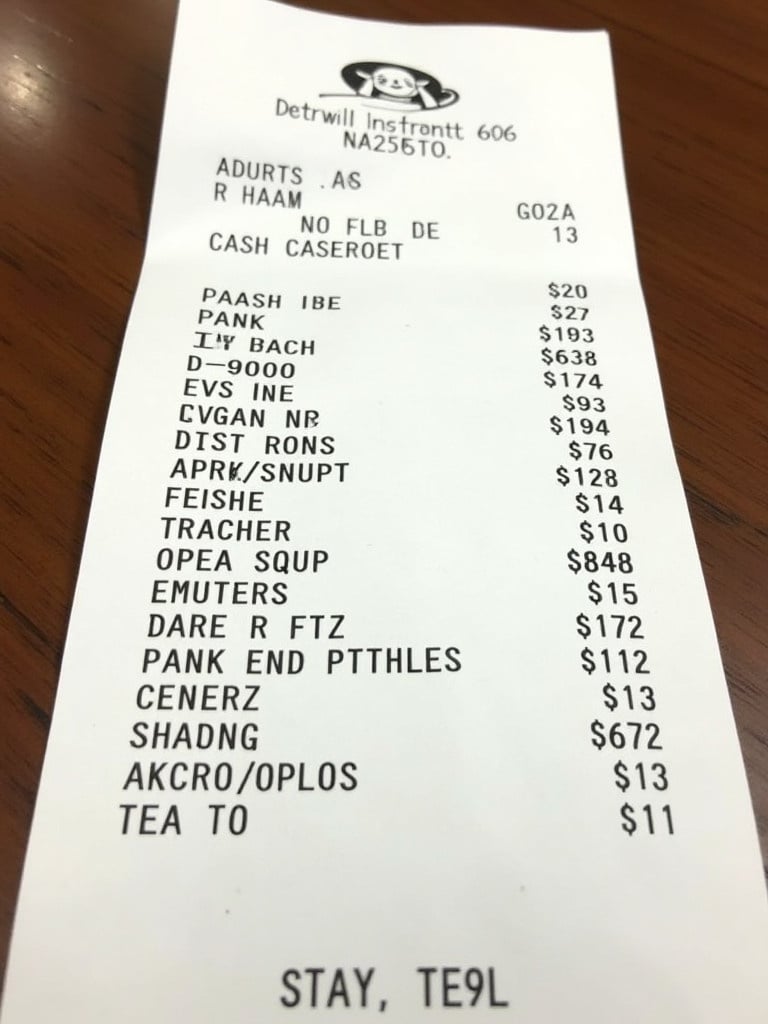 Image shows a printed receipt from Little Caesar's located in Detroit Michigan. Total amount paid was $120 in cash. Receipt contains item details and prices. Printed on thermal paper with transaction information.