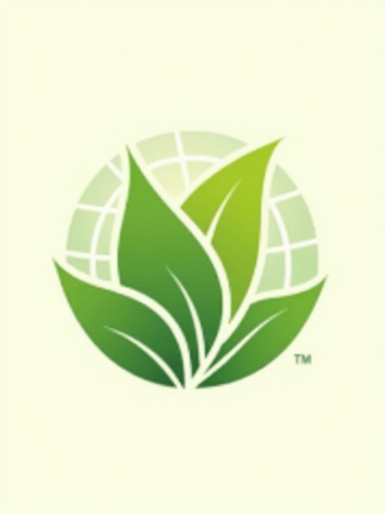 Logo represents eco-friendliness and sustainability. Features stylized green leaves. Background shows subtle grid pattern suggesting geography. Uses vibrant greens on soft off-white backdrop. Suitable for environmental products or services. Merges nature with geography for eco-conscious appeal.