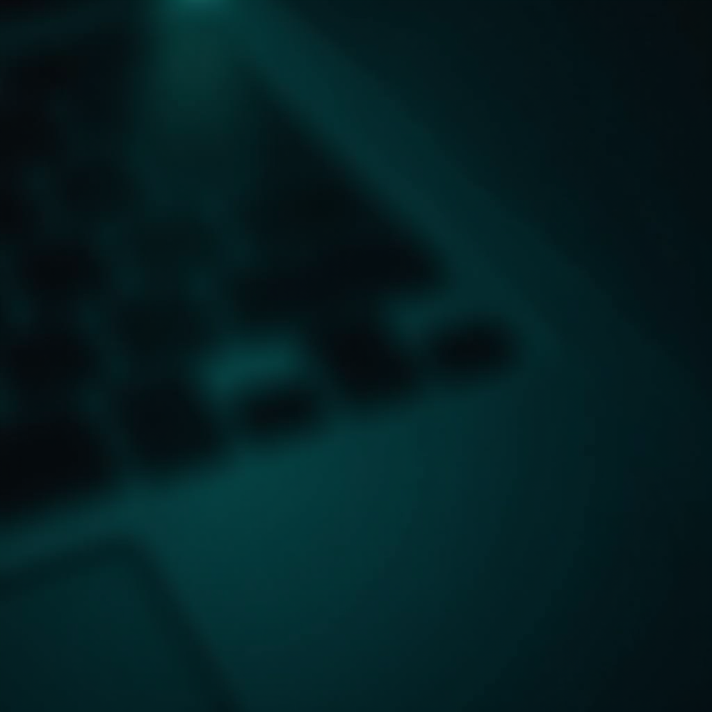 An abstract, blurred representation of a dark keyboard, giving an impression of a digital device.