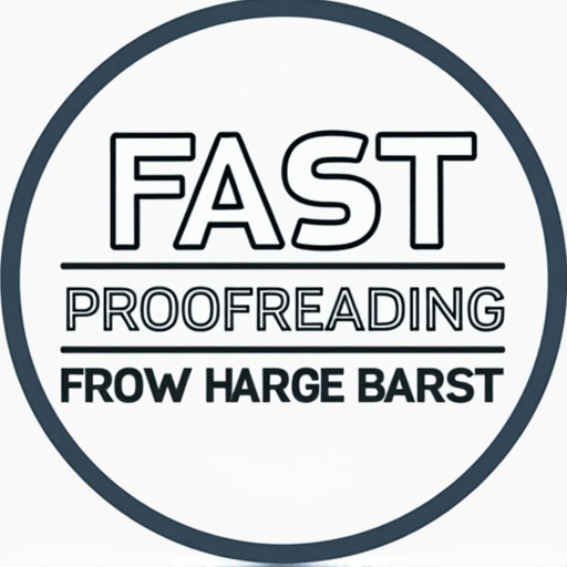 A logo design for a proofreading service. A circular outline. The text 'FAST' is prominent at the top. Below it, the word 'PROOFREADING' is displayed prominently. Simple and clear design style.