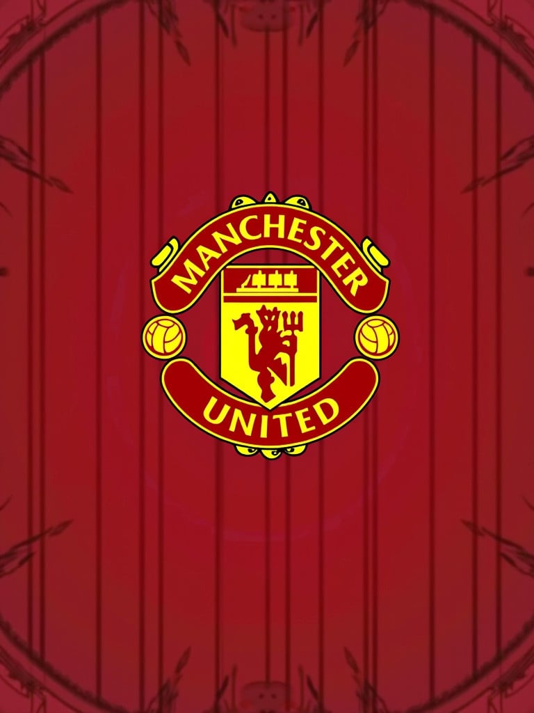 The image showcases the Manchester United logo. The logo is centered on a red background. The design features iconic elements of the club. The style is bold and vibrant, representing sports culture.