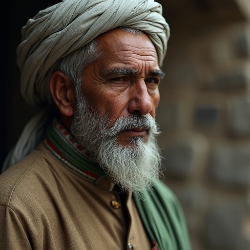 A Pakistani man wearing traditional attire poses for the camera. The image captures intricate details of his outfit and the essence of his cultural background.