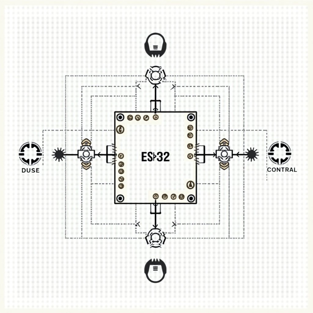 Schematic circuit diagram illustrating the ESP32 for processing a gyroscope like MPU6050. Includes BLE module for communication, optional GPS module, buzzer for alerting, and power supply options such as rechargeable batteries or USB.