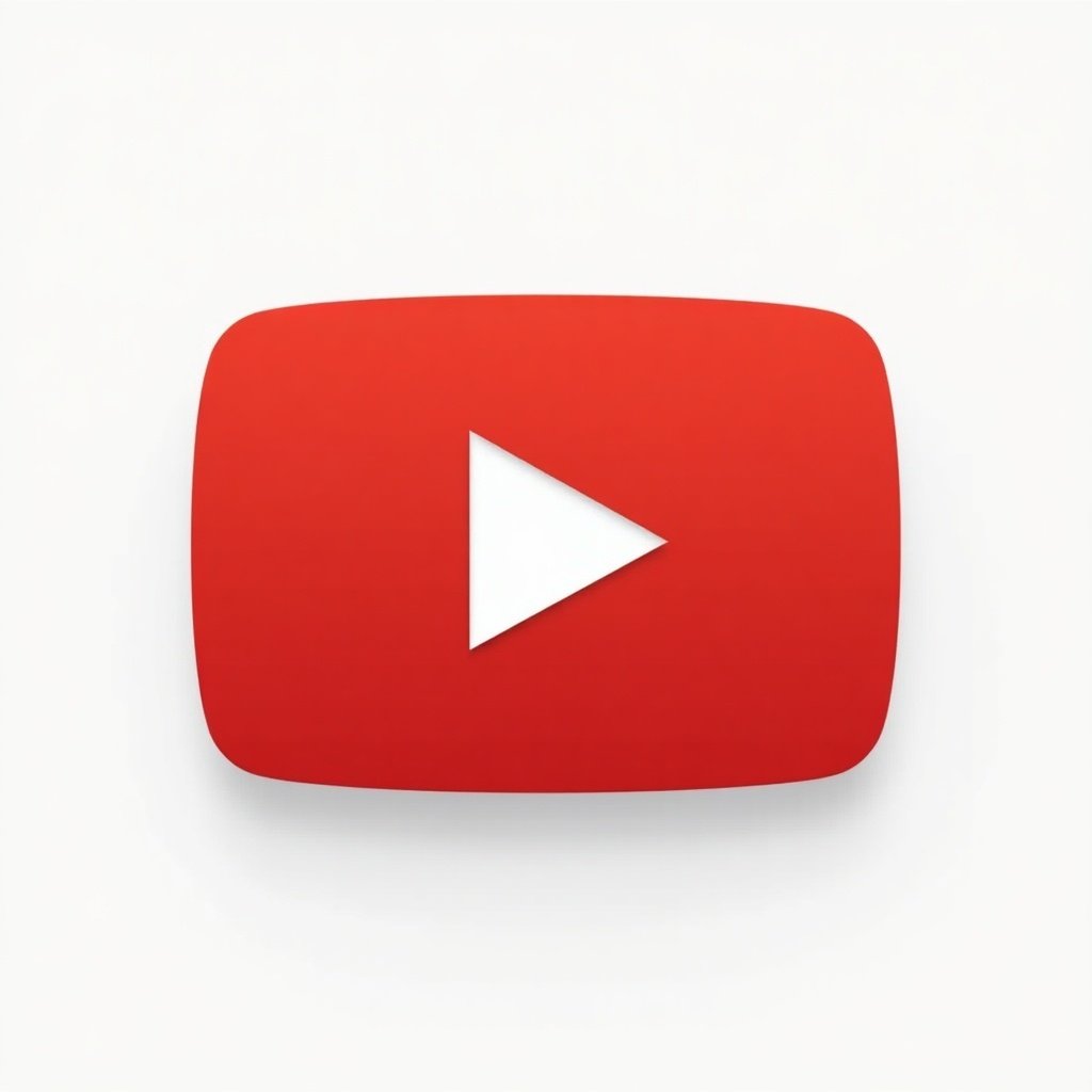 Icon representing YouTube channel subscribe button with bell icon. The icon features a digital play button on a red background. Basic design, flat style, minimalistic aesthetic.