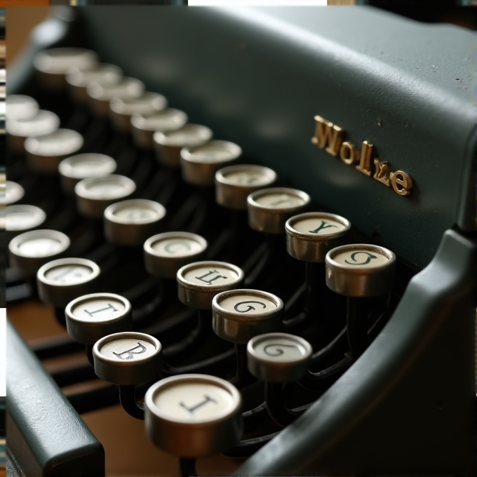 A close-up view of the rounded keys of an antique typewriter, with the brand "Molle" visible on the machine.