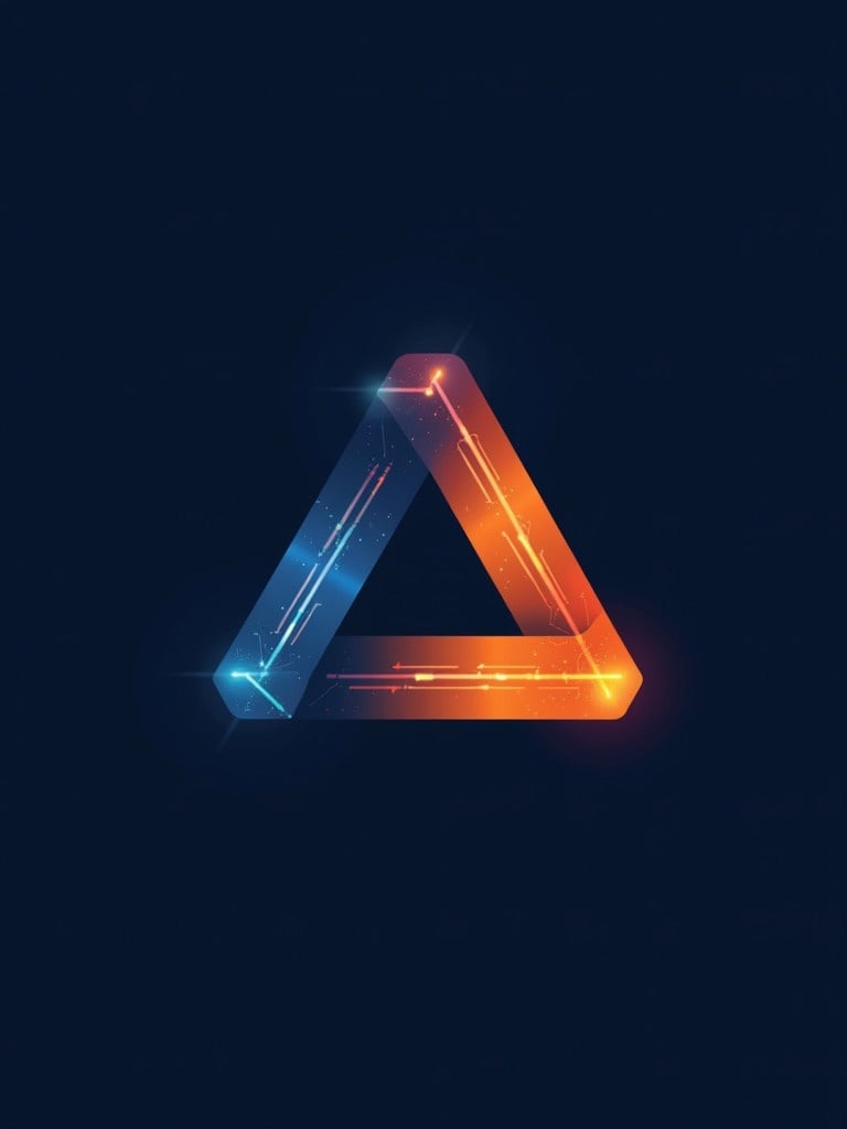 Design a logo representing the letter 'A' with a triangular shape. Include circuit patterns. Use deep blue and vibrant orange colors. The design should be modern and minimal, reflecting innovation in technology.