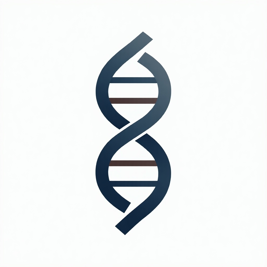 Simple logo design featuring a DNA double helix intertwined with a toga. The design uses a dark blue color for the helix and light brown for the toga details. Emphasis on a clean and modern aesthetic suitable for educational or healthcare branding.