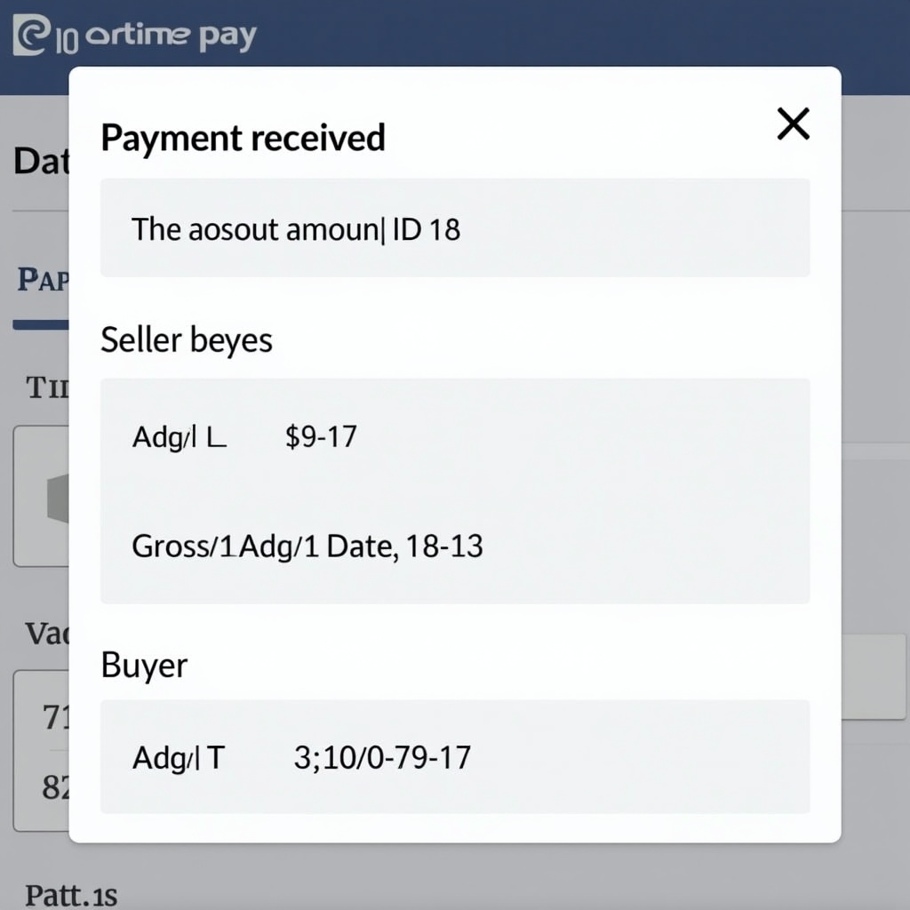 Digital receipt showing payment received. Displays seller and buyer information. Contains transaction ID, gross payment amount, and transaction date.