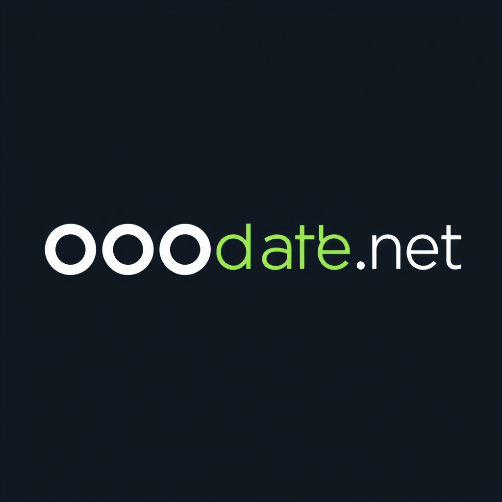 A modern logo with the text 'ooodate.net' featuring prominent coupling of white 'ooo' letters and green 'date.net' on a dark blue background.