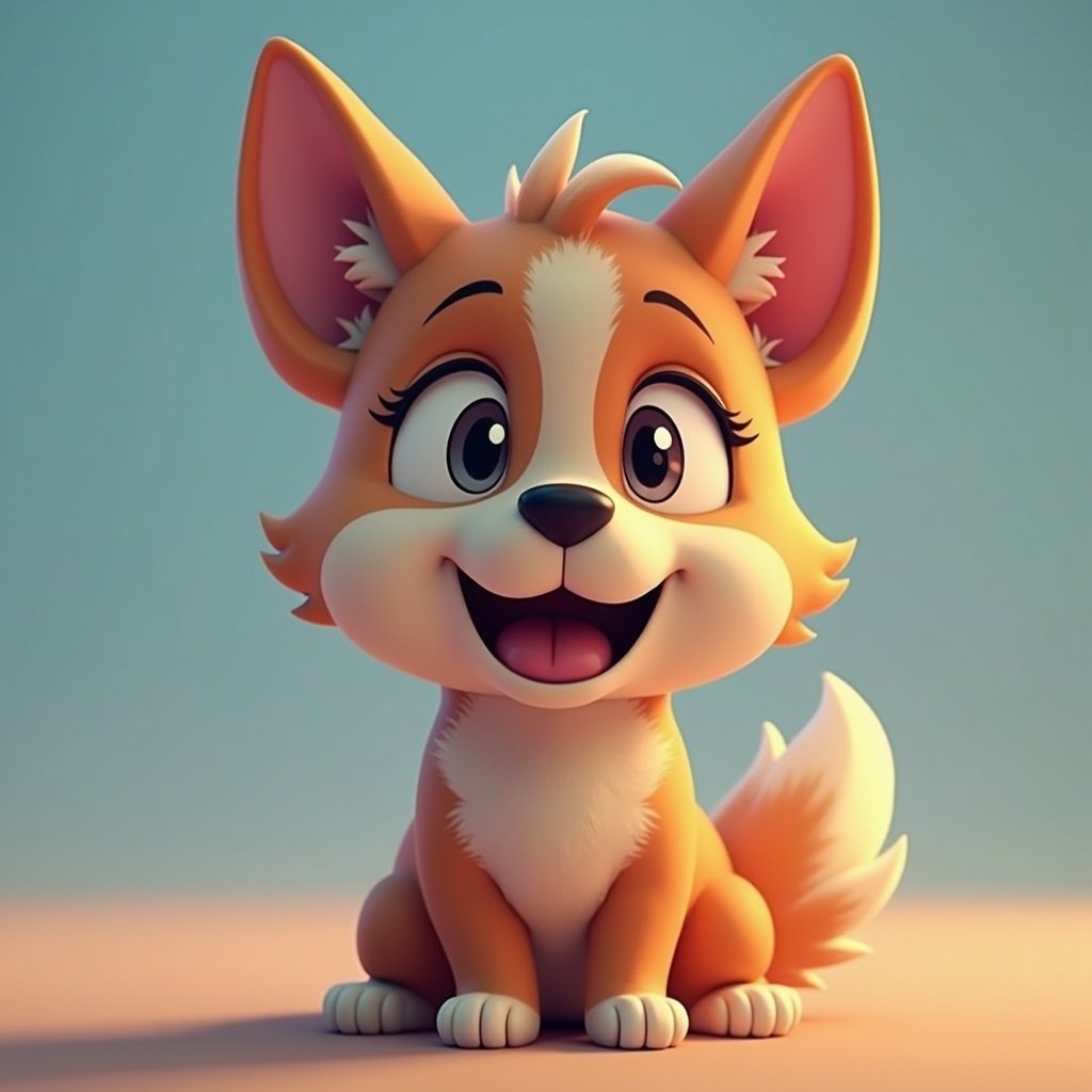 Imagine a cartoon-style pet for a Roblox game. A cute corgi character in a playful pose. The design is colorful and friendly.