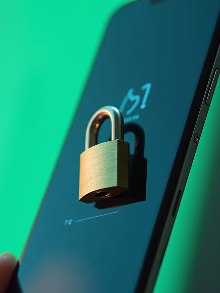 A padlock is placed on a smartphone screen, symbolizing digital security.