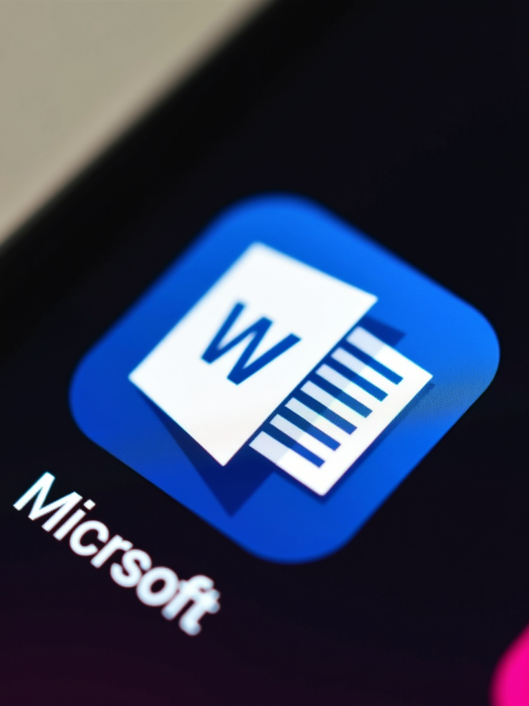 A close-up of the Microsoft Word app icon displayed on a screen, showcasing the iconic blue and white color scheme with a stylized 'W' and document graphic.