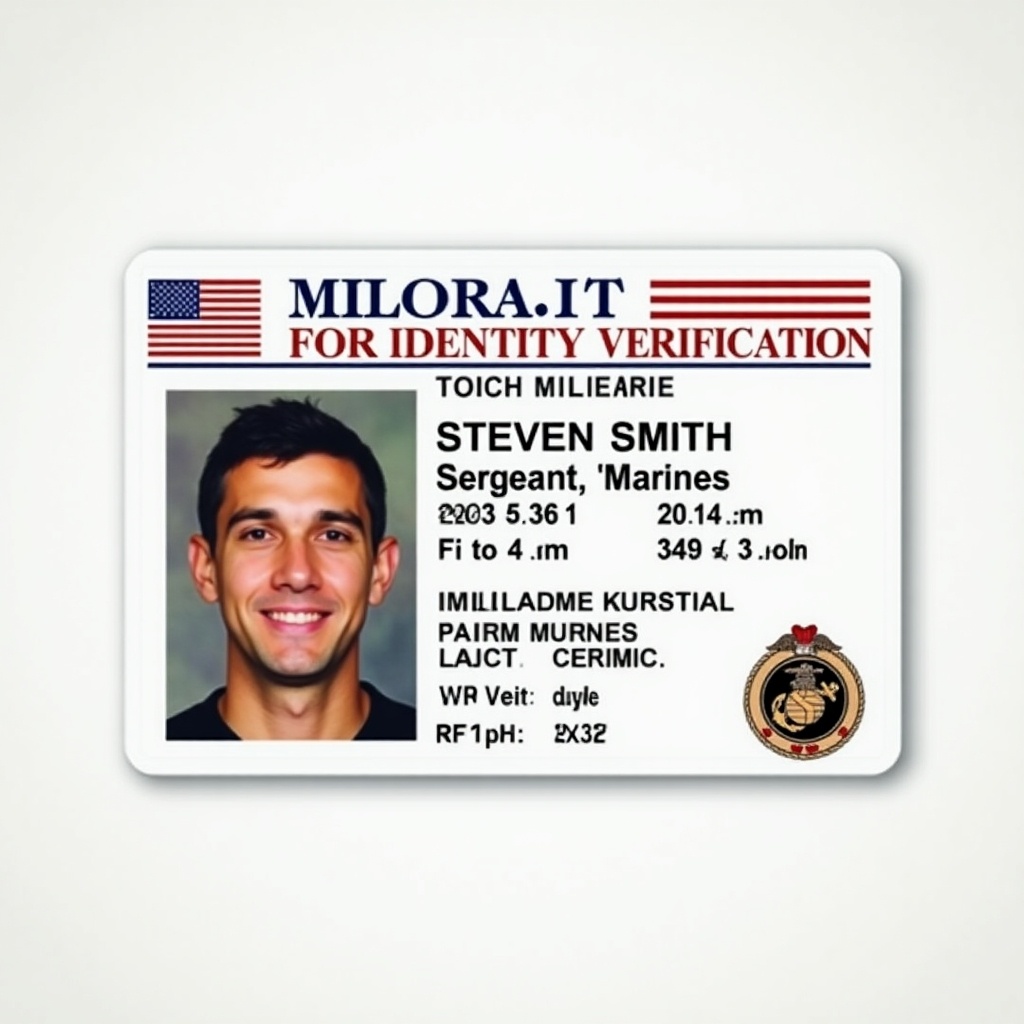 US Military ID showing identity verification details for a Sergeant in the Marines. Includes name and rank.