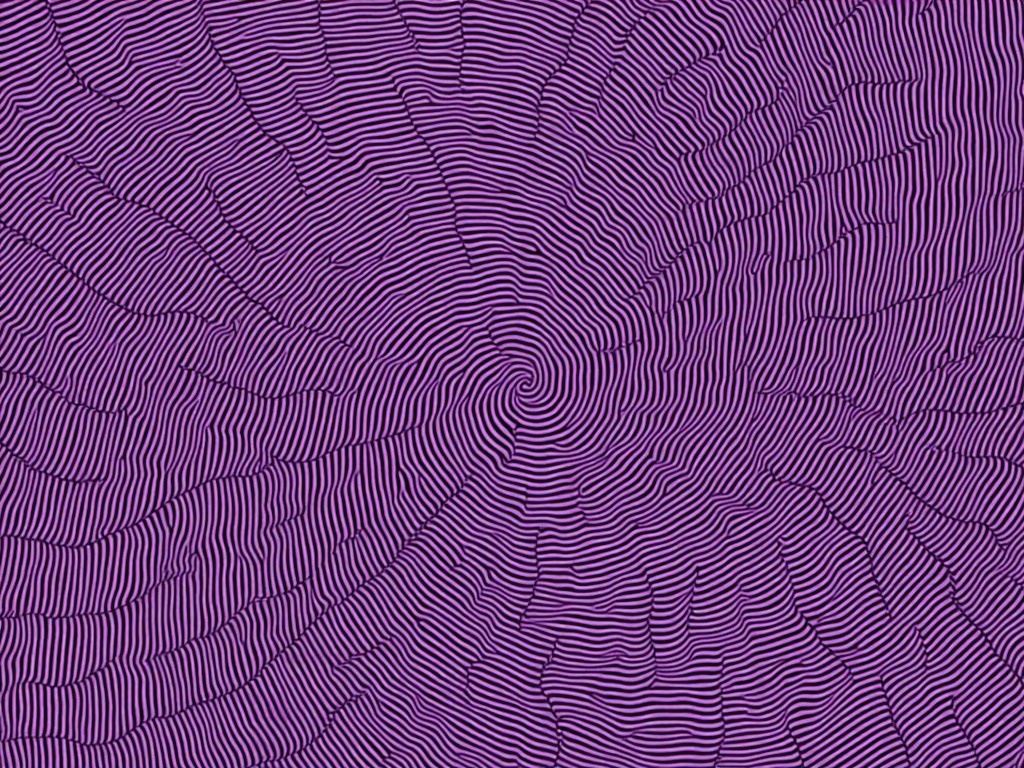 This image features an intricate pattern composed of concentric, swirling lines. The lines create abstract, purple spiral shapes that draw the viewer in. The design has a modern feel, with smooth and flowing curves. The various shades of purple give the pattern depth and visual interest. Overall, it serves as an eye-catching and vibrant background.