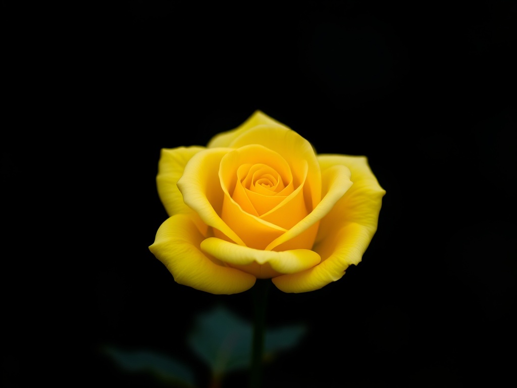 A single vibrant yellow rose stands out against a black background.