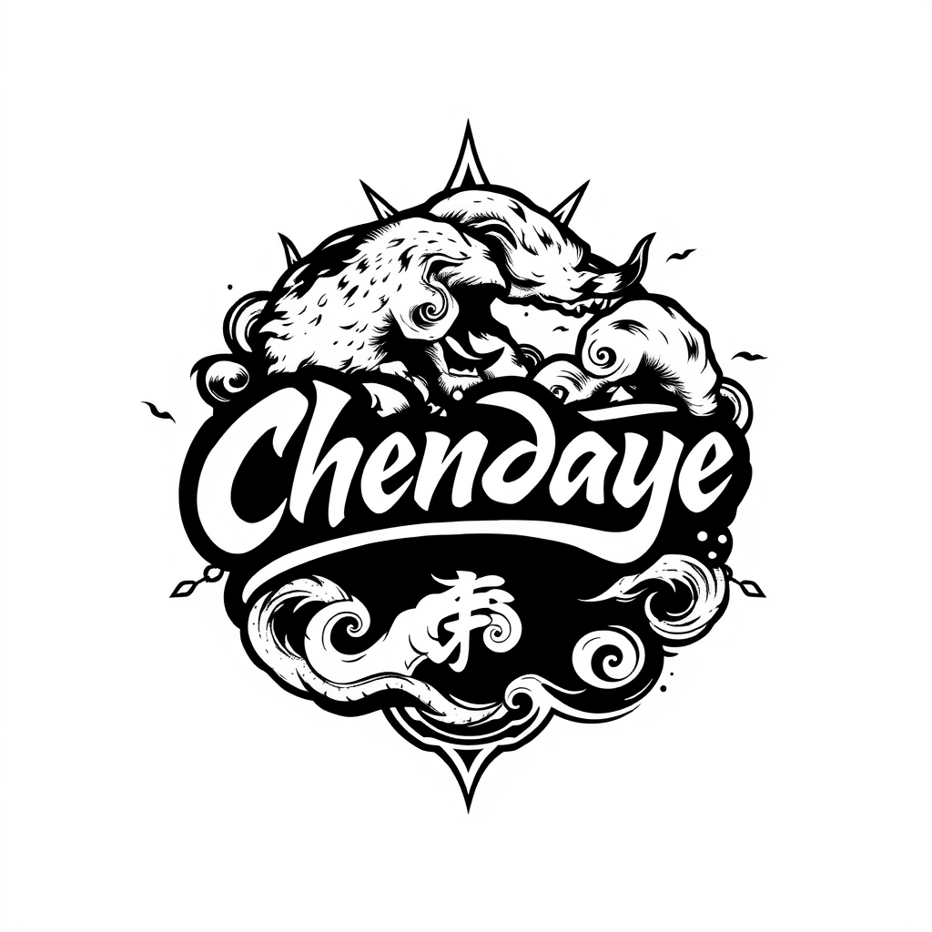 A stylized black and white logo features a fierce beast above the word 'Chendaye' with swirling cloud accents.