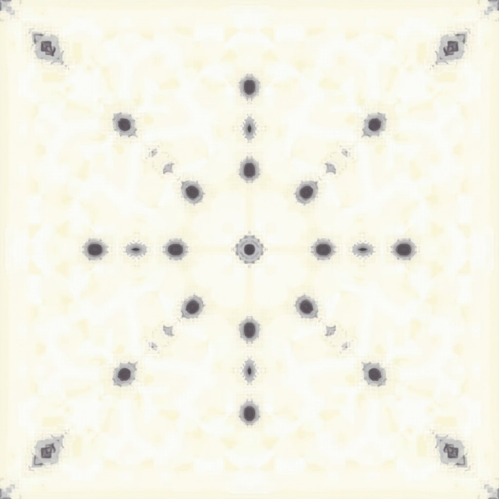 15 dots arranged in a symmetrical pattern on a soft background with a central focus.