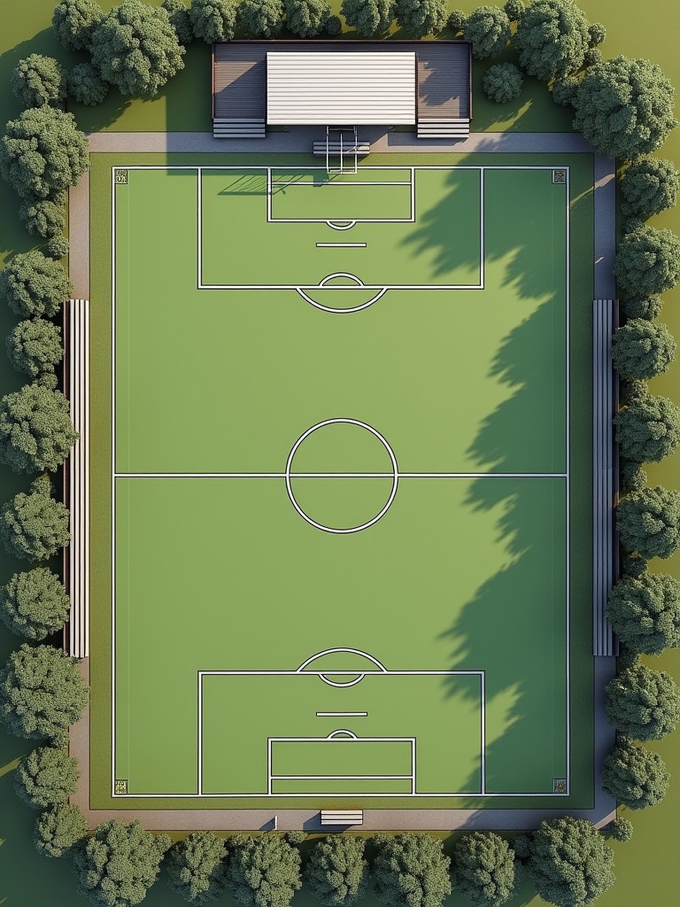 Design layouts a sports complex on 191m by 32m land. Includes an office building 5m by 32m. Features changing and shower facilities for male and female, a mini gym, and a small nursery. Two soccer pitches measuring 43m by 22m each, one basketball court 16m by 28m also for volleyball and a tennis court. Includes a kiddies play area with swings, bleachers for pitches, a perimeter walking track, benches at both lengths of the field.