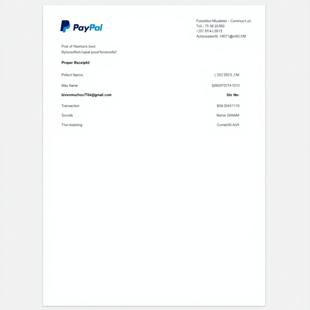 Image shows a PayPal payment receipt. Receipt confirms payment of 10 dollars. Includes payer name darryn nimmock. Email attached is bivonorucho7504@gmail.com. Document presents a structured layout. Features transaction number 758490008W738743C at the bottom. Common format for digital transactions.