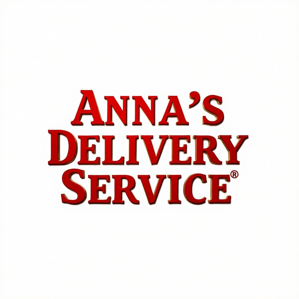 Image with transparent background featuring the text 'Anna’s Delivery Service' in movie-style typography.