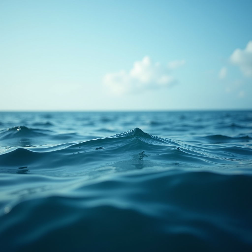 A serene view of gentle ocean waves under a clear blue sky.