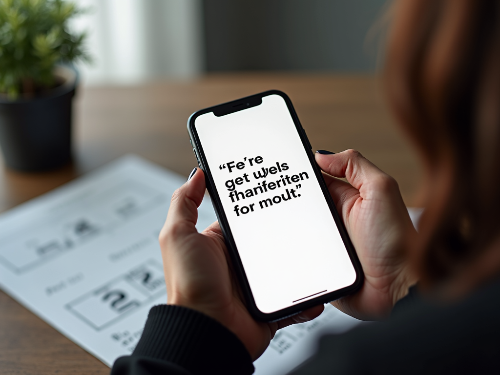 A person holding a smartphone displaying a cryptic text message.