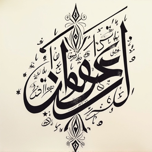 Create calligraphy art in Diwani style featuring the text الإخلاص. Use intricate designs and flourishes. Emphasize the elegance of the letters.