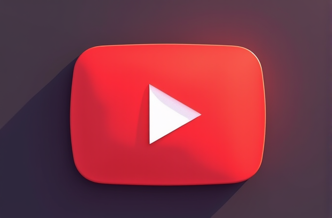 A 3D-style rendering of a red play button with a white triangle on a dark background, resembling a popular streaming platform's logo.