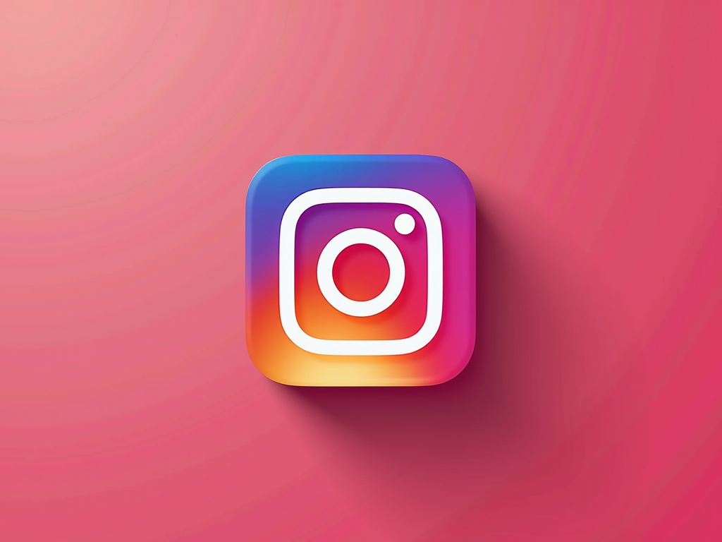 The image shows a colorful Instagram logo with a gradient background.