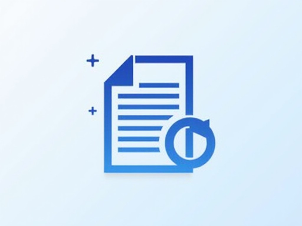 An icon of a blue document with a refresh symbol on a light background.