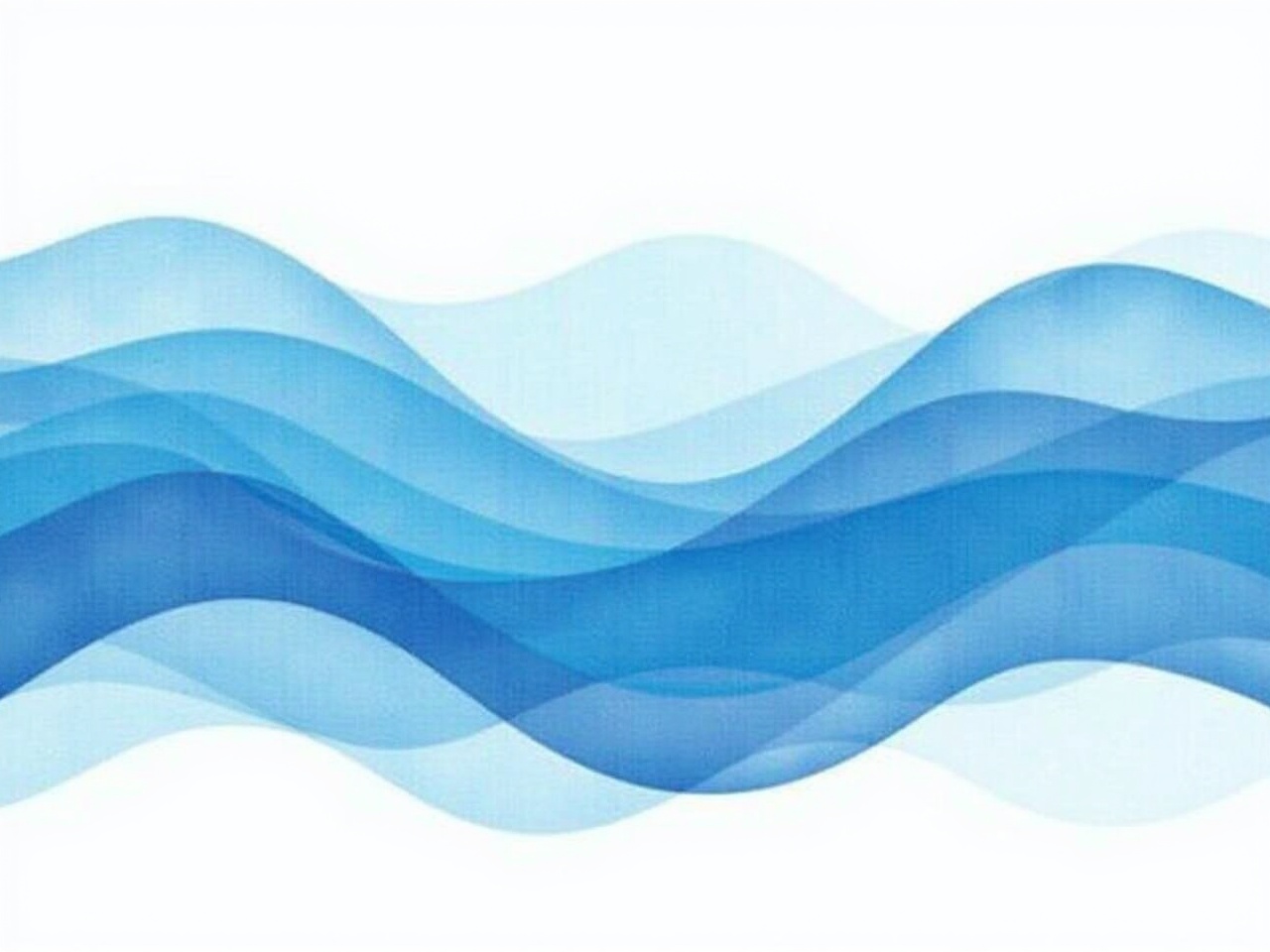 This is an abstract art piece that showcases a series of overlapping blue waves. The design features various shades of blue, giving off a serene and calming vibe. The waves flow harmoniously across a white background, creating a nice contrast. The watercolor effect adds a soft texture, enhancing its aesthetic appeal. This image would work beautifully as a background or decorative element in various creative projects.