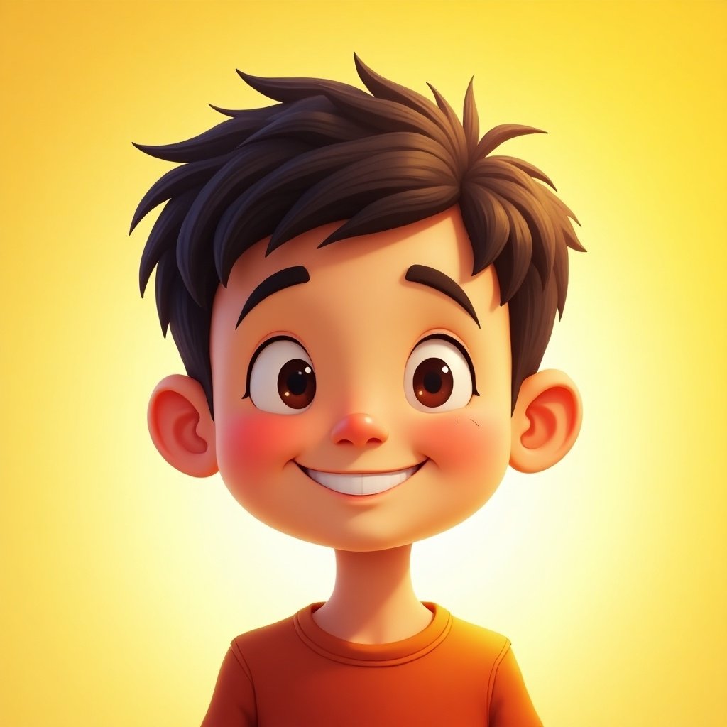 Illustration of a smiling boy. Detailed digital art with bright colors and playful design.