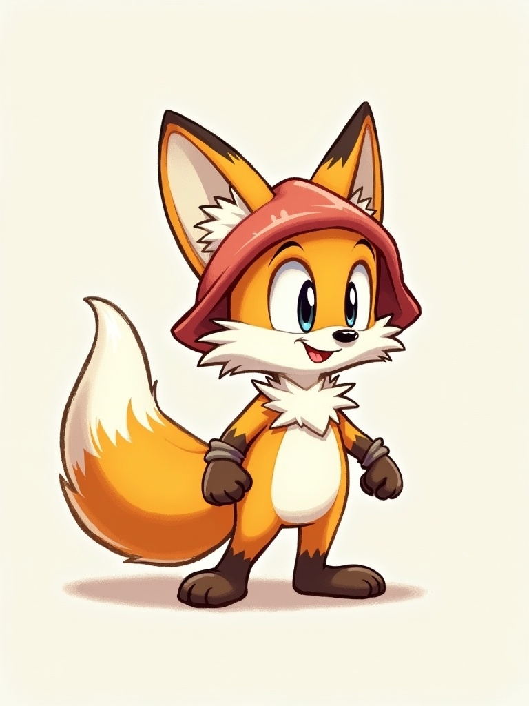 Illustration of a cartoon fox character wearing a pith helmet. No background or additional clothing is included. The character has a cute expression with vibrant colors.