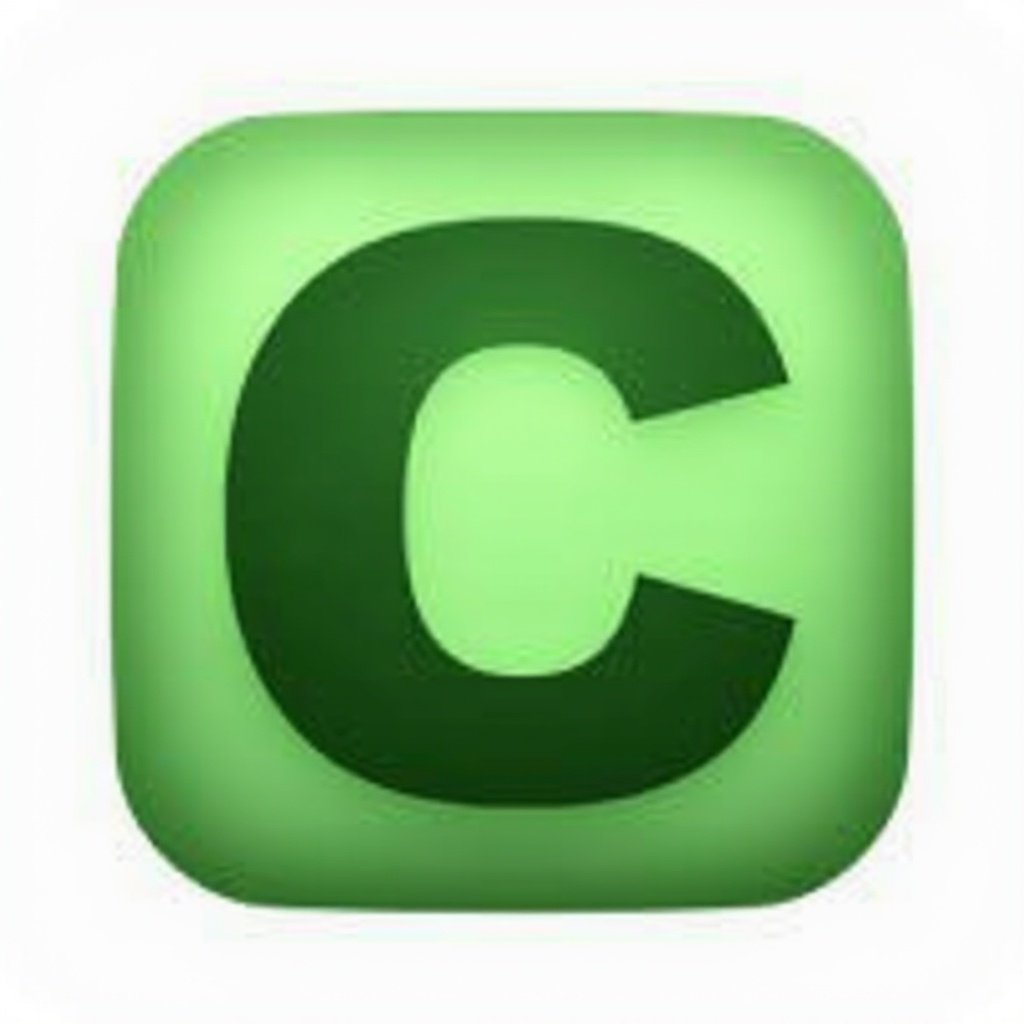 Design a logo for a Minecraft server named Crafterino. The logo features a prominent greenish letter C at its center. The icon style should be simple and modern, ideal for gaming communities.