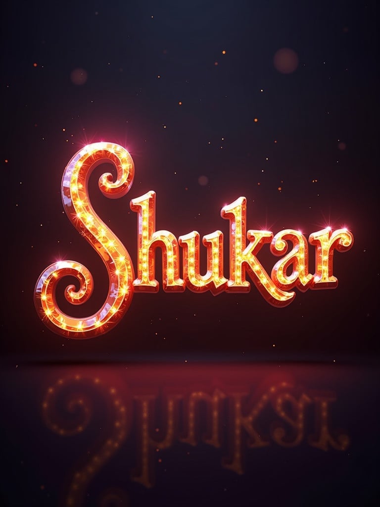 Name ShukarBerry using a large font with a glowing metal appearance. Add a subtle reflection effect below.