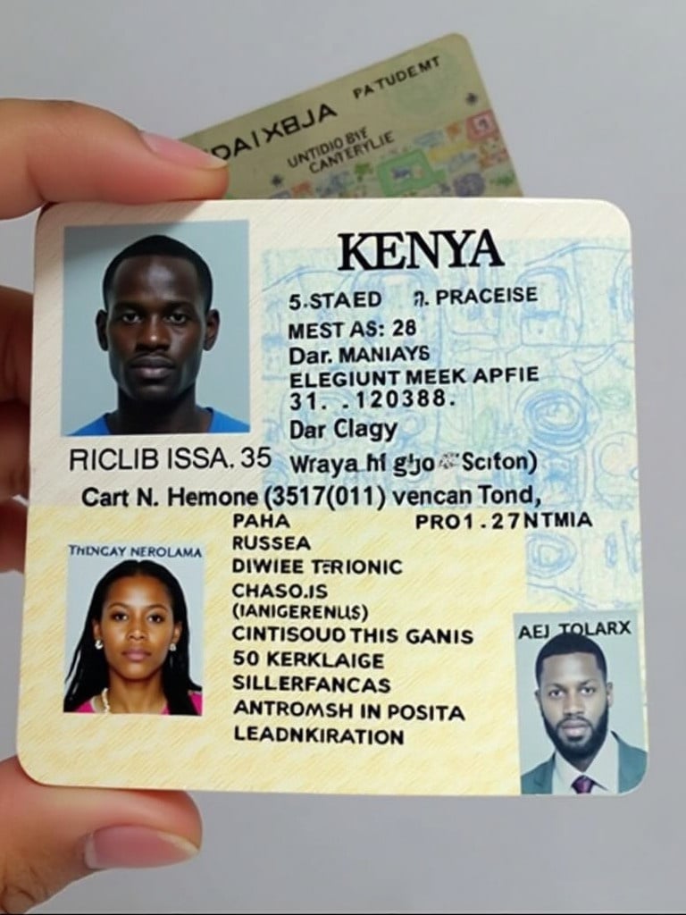 Kenya national ID card. The card contains various personal details for identification purposes.