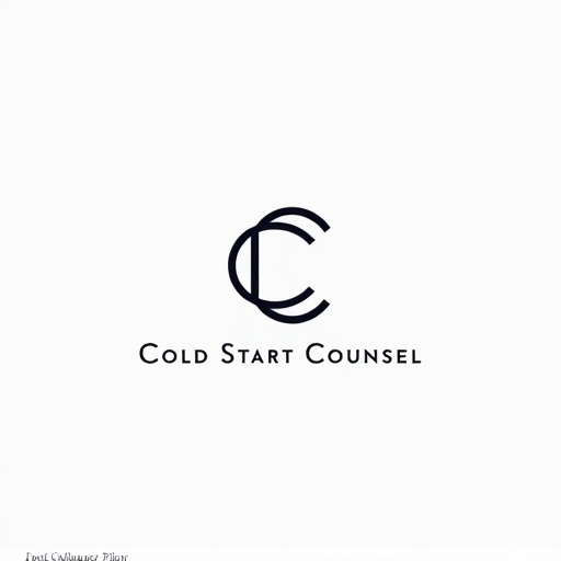 Design a minimalist and modern logo for Cold Start Counsel. Use elegant typography mixed with geometric shapes. Explore abstract letterforms inspired by luxury law firms. Include variations on the letters 'C' and 'S'. Emphasize a clean professional aesthetic with a black and white palette and subtle gradients.