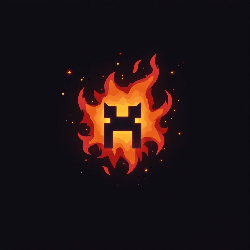 A clean and simple logo design for a Minecraft server called BlazeSMP. The design features flames surrounding a blocky letter 'H'. The overall look is vibrant and eye-catching.